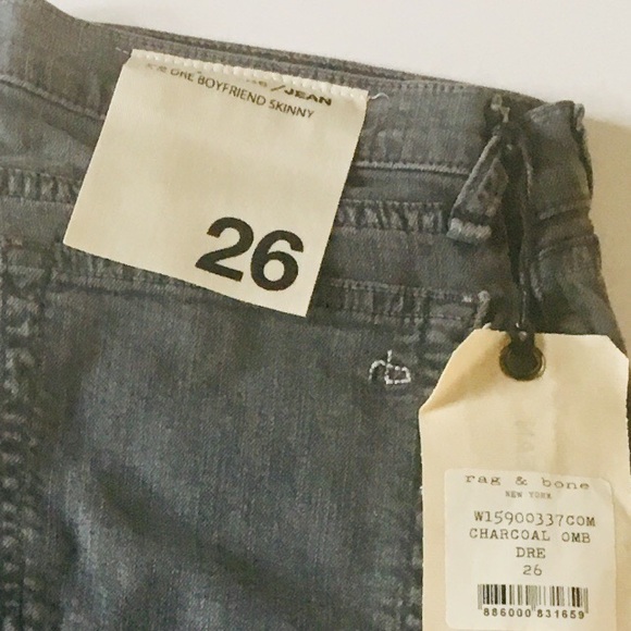 Rag n Bone Dre Skinny Jeans, Charcoal Ombre NWT - Picture 5 of 7